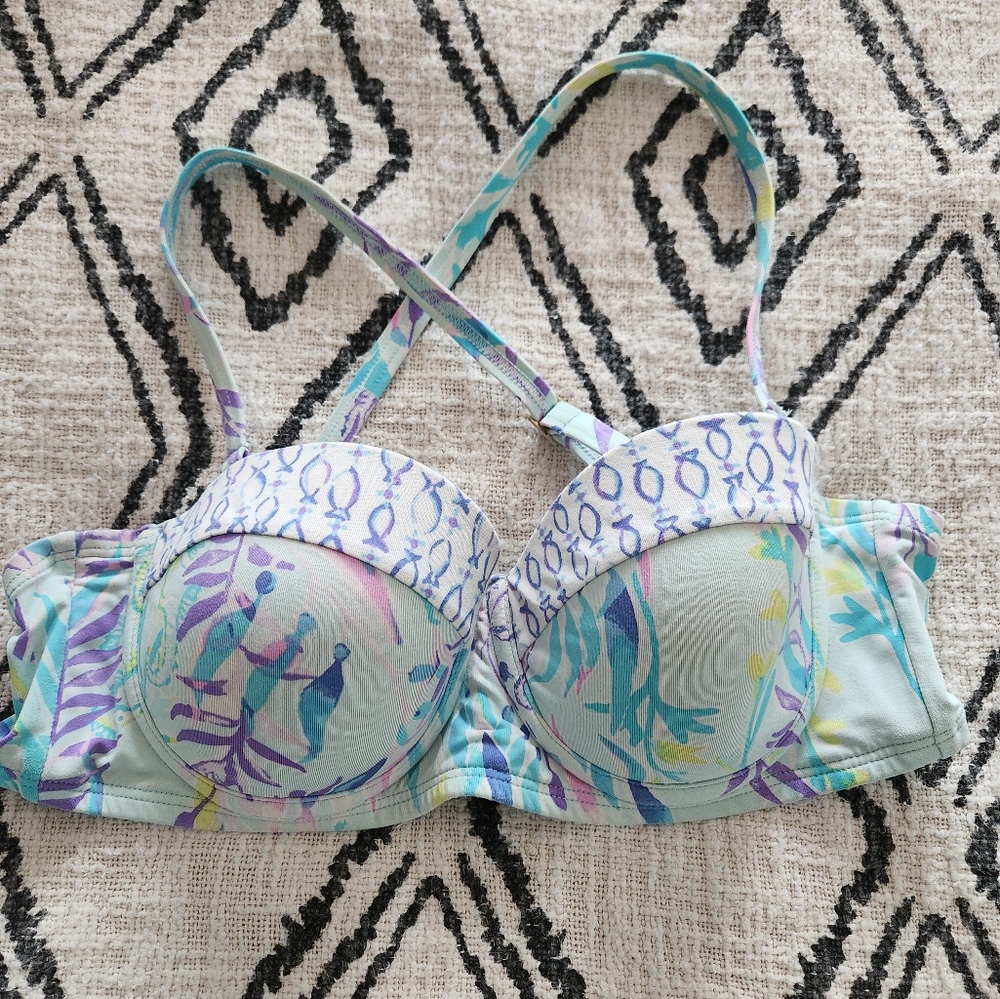 Lilly pulitzer Leven Seahorse Fish Bikini Top Size 4